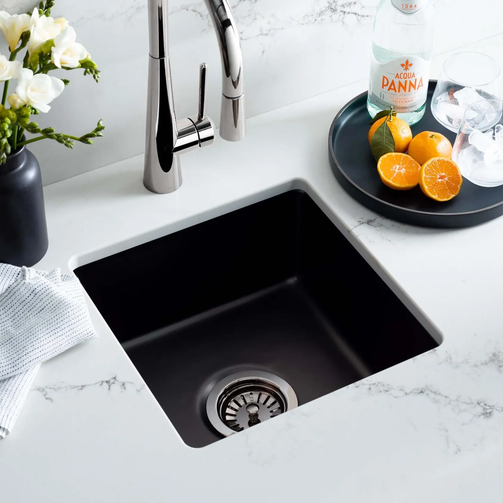 Native Trails Reveler 16" Square Fireclay Bar/Prep Sink, Gunmetal, PMB1515-M