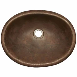Native Trails Rolled Baby Classic 16" Oval Copper Bathroom Sink, Antique Copper, CPS239