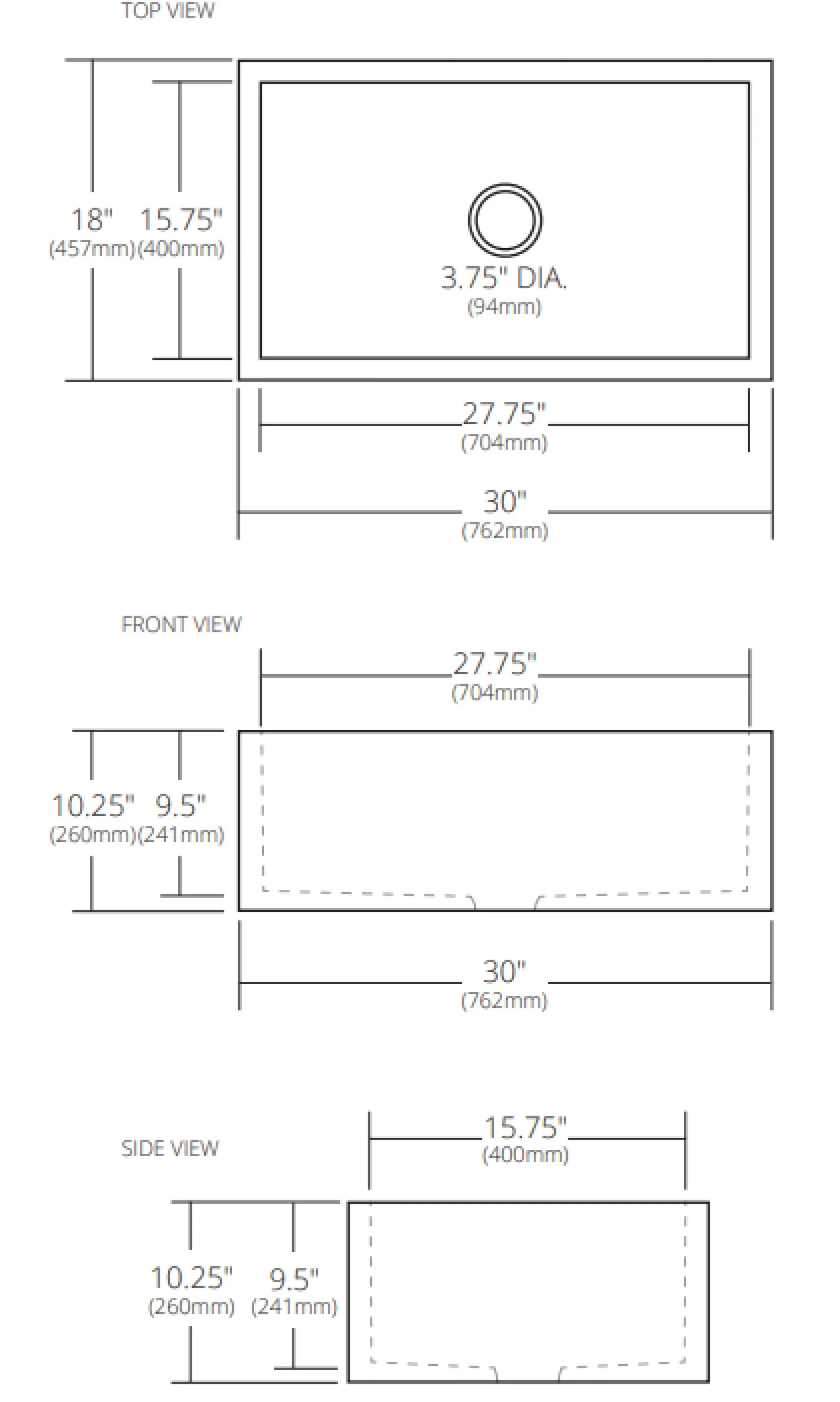 Native Trails 30" NativeStone Concrete Farmhouse Sink, Earth, NSK3018-E