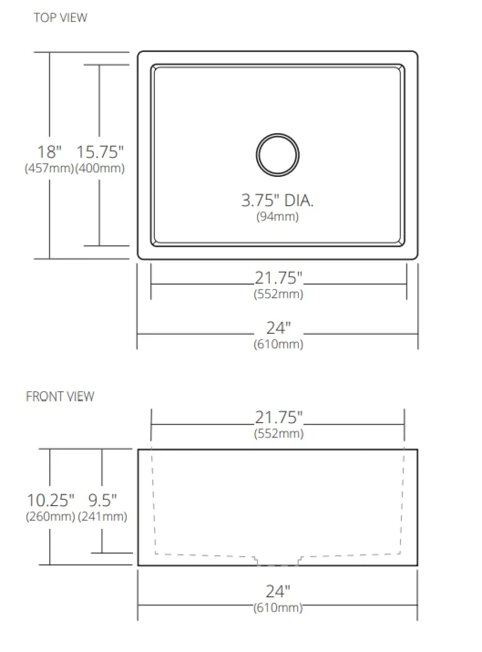 Native Trails 24" NativeStone Concrete Farmhouse Sink, Pearl, NSK2418-P