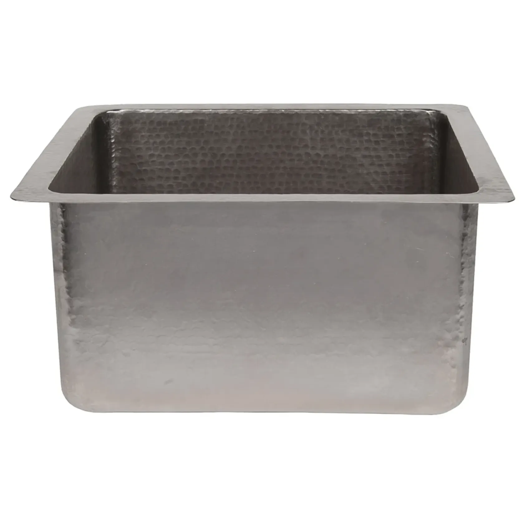 Premier Copper Products 16" Gourmet Rectangular Hammered Copper Bar/Prep Sink in Nickel, Matching Drain and Accessories, BSP5_BREC16EN-D