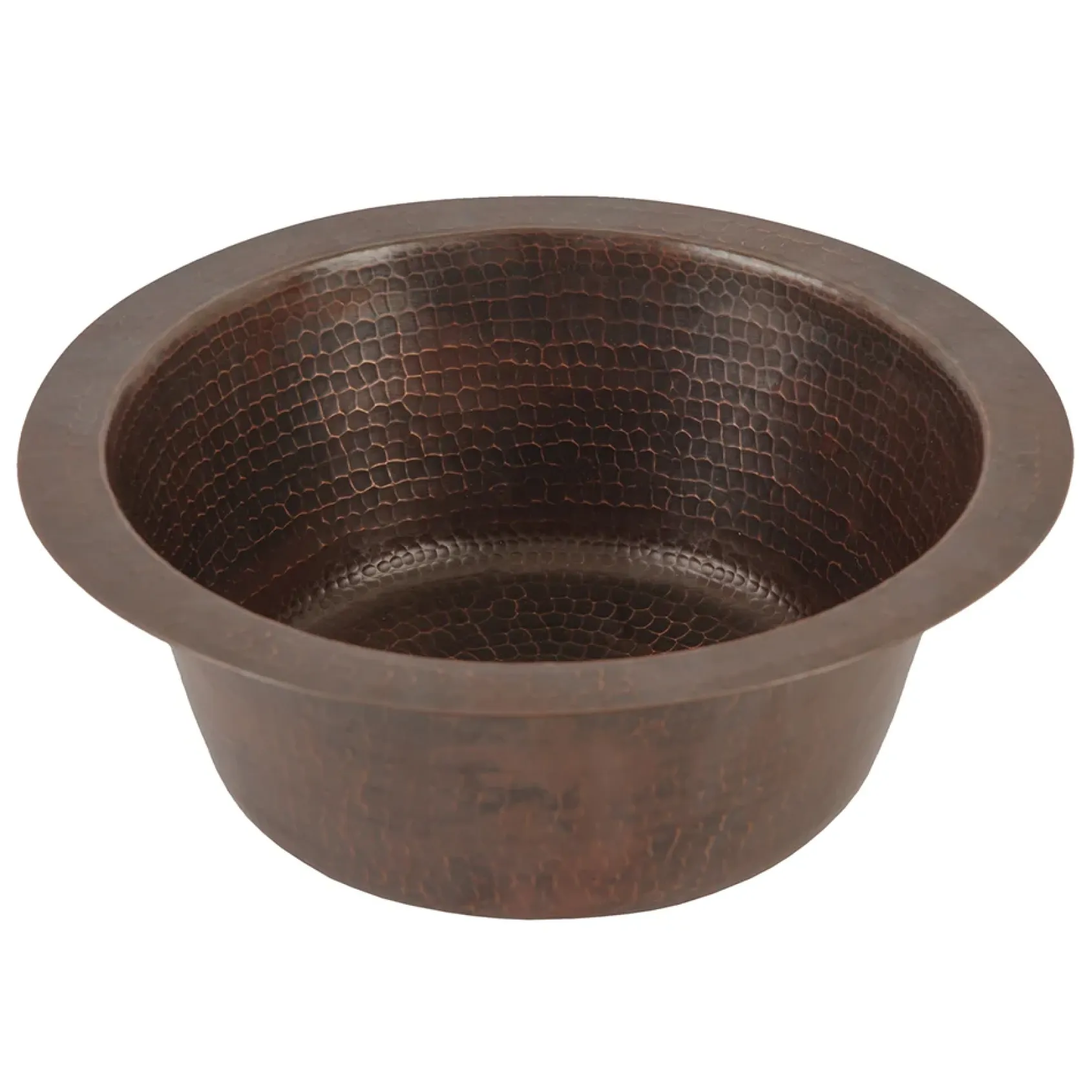 Premier Copper Products 12" Round Hammered Copper Bar Sink w/ 2" Drain Opening, Matching Drain and Accessories, Oil Rubbed Bronze, BSP5_BR12DB2-B
