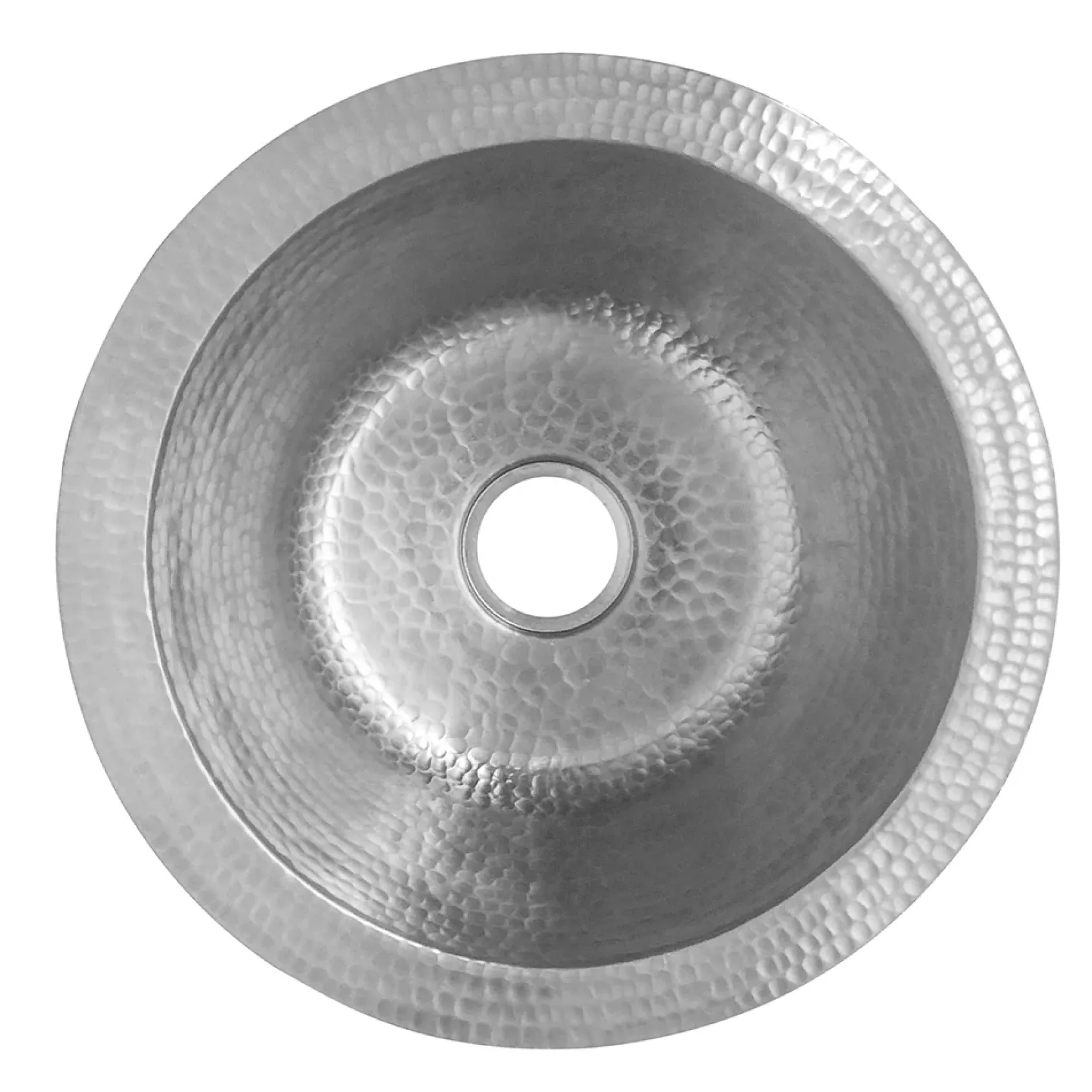 Premier Copper Products 12" Round Hammered Copper Bar Sink w/ 2" Drain Opening in Nickel, Matching Drain and Accessories, BSP5_BR12EN2-B