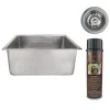 Premier Copper Products 20" Rectangle Hammered Copper Kitchen/Bar/Prep Single Basin Sink in Nickel, Matching Drain and Accessories, BSP5_BREC20EN-D