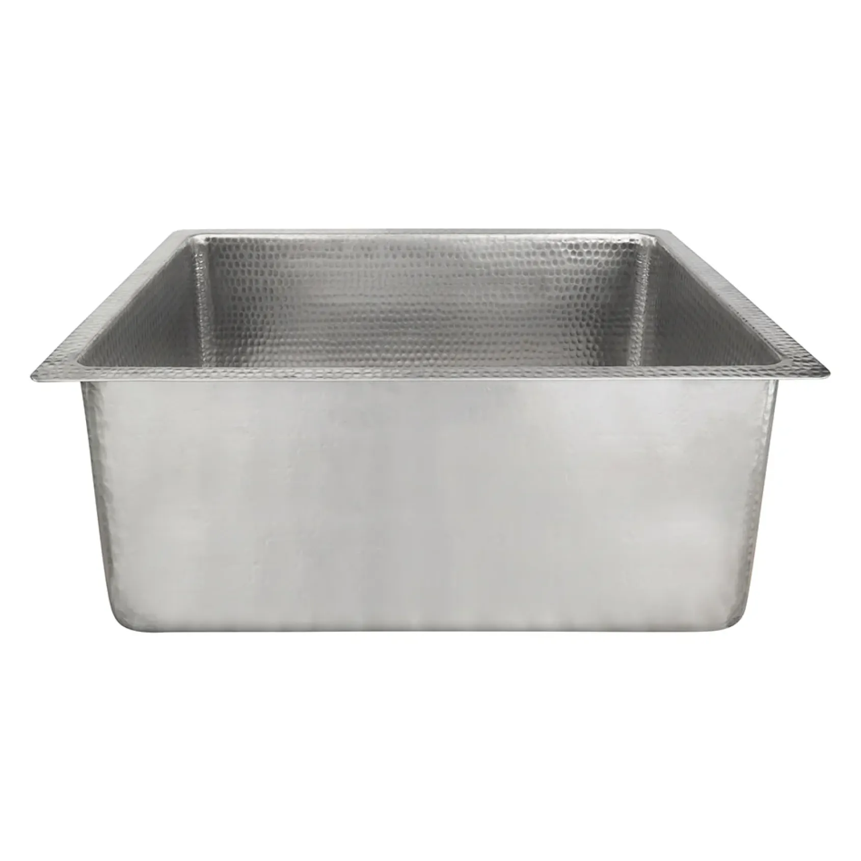 Premier Copper Products 20" Rectangle Hammered Copper Kitchen/Bar/Prep Single Basin Sink in Nickel, Matching Drain and Accessories, BSP5_BREC20EN-D