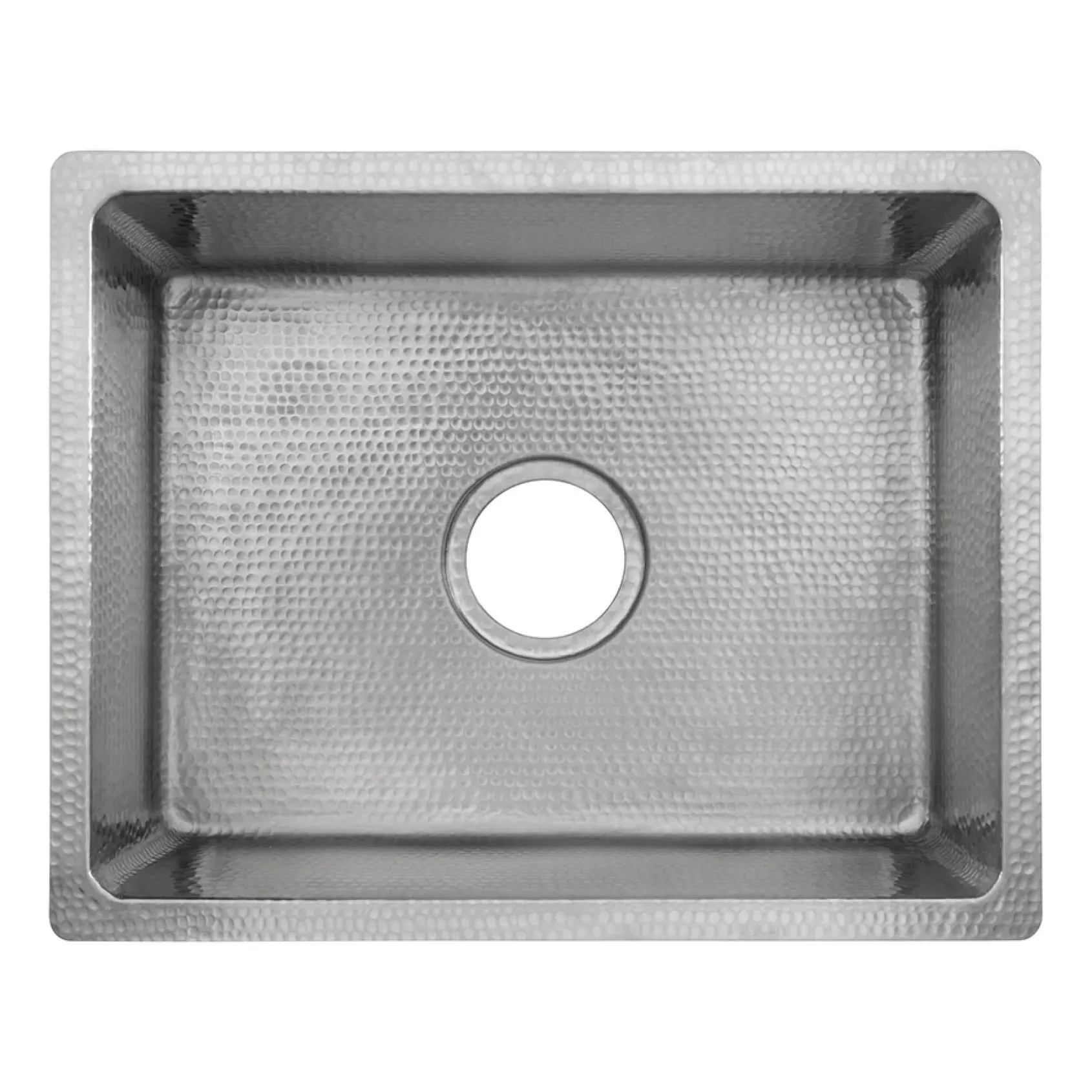 Premier Copper Products 20" Rectangle Hammered Copper Kitchen/Bar/Prep Single Basin Sink in Nickel, Matching Drain and Accessories, BSP5_BREC20EN-D