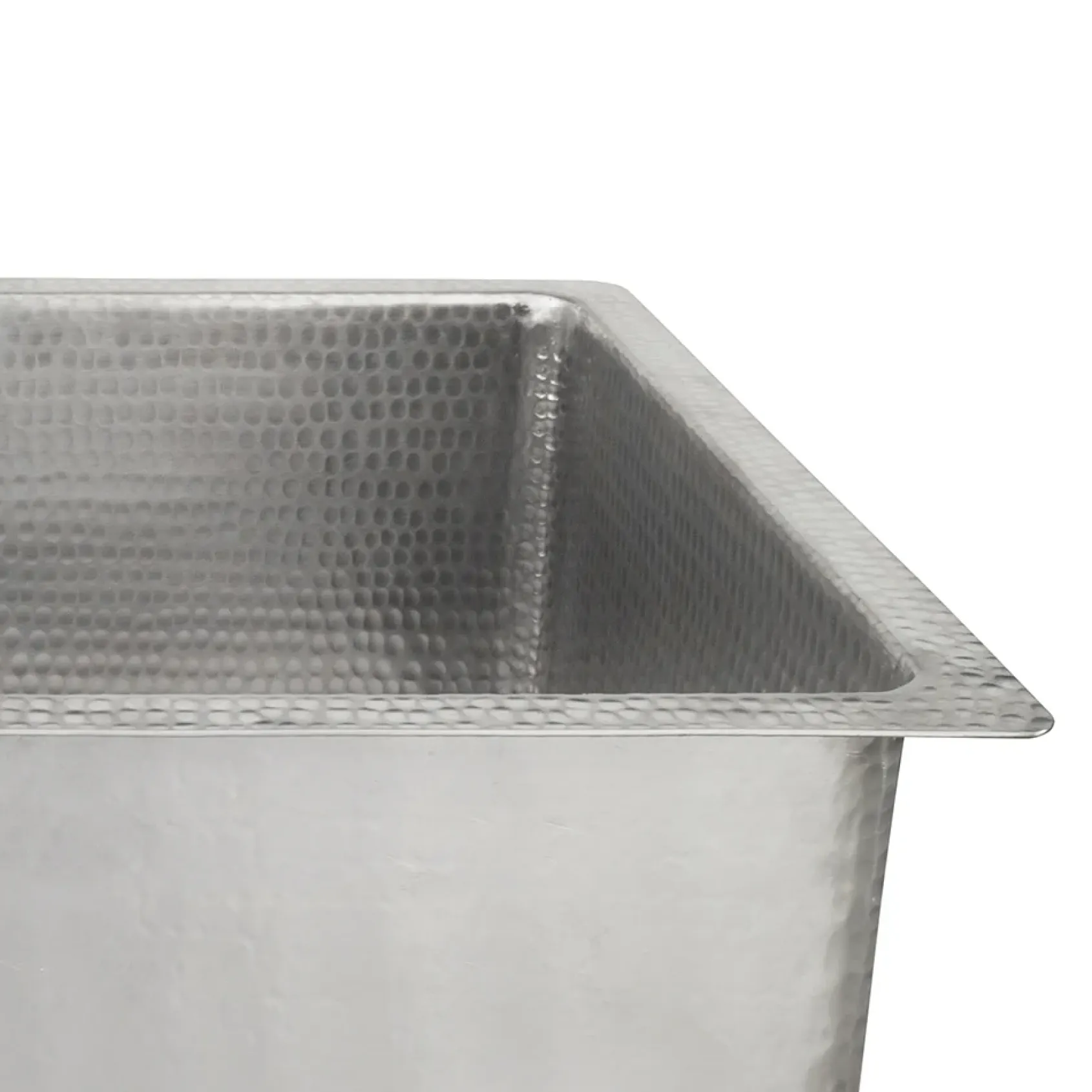 Premier Copper Products 20" Rectangle Hammered Copper Kitchen/Bar/Prep Single Basin Sink in Nickel, Matching Drain and Accessories, BSP5_BREC20EN-D