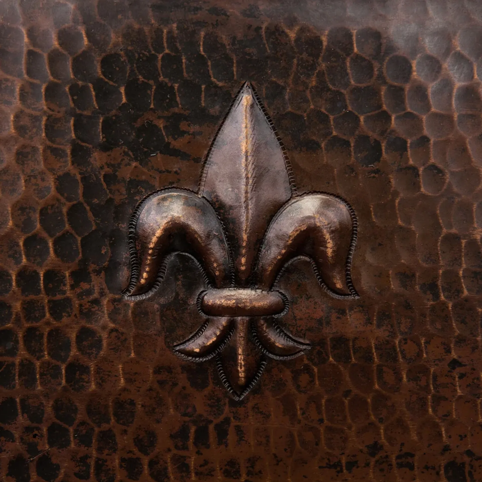 Premier Copper Products 15" Square Fleur De Lis Copper Bar/Prep Sink w/ 3.5" Drain Opening, Matching Drain and Accessories, Oil Rubbed Bronze, BSP5_BS15FDB3-D