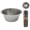 Premier Copper Products 16" Round Hammered Copper Bar Sink in Nickel w/ 2" Drain Opening, Matching Drain and Accessories, BSP5_BR16EN2-B