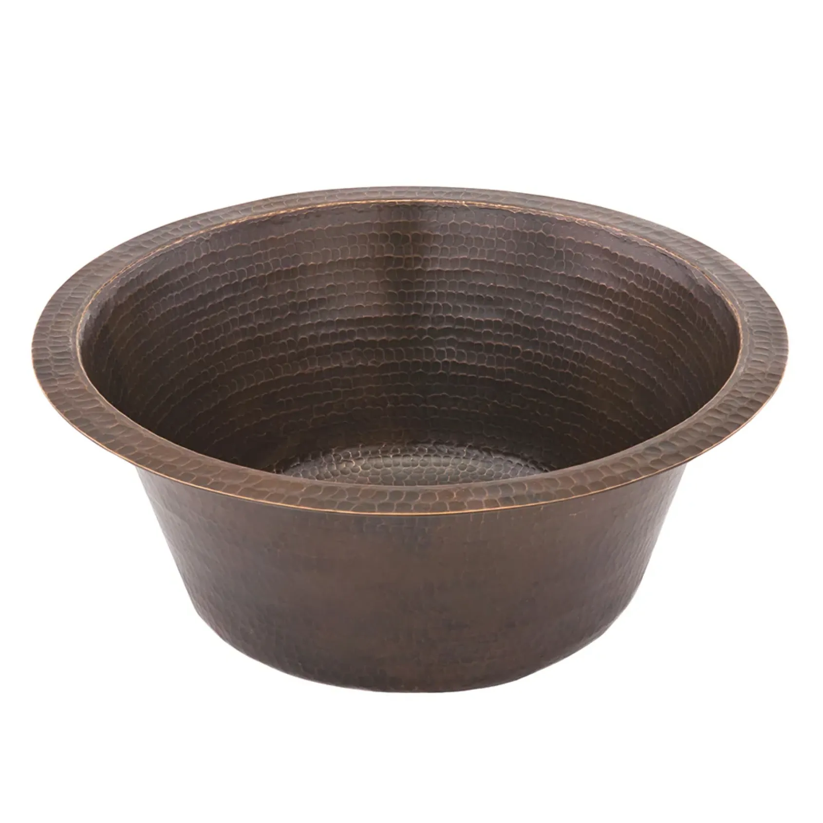 Premier Copper Products 16" Round Hammered Copper Bar Sink w/ 2" Drain Opening, Matching Drain and Accessories, Oil Rubbed Bronze, BSP5_BR16DB2-B
