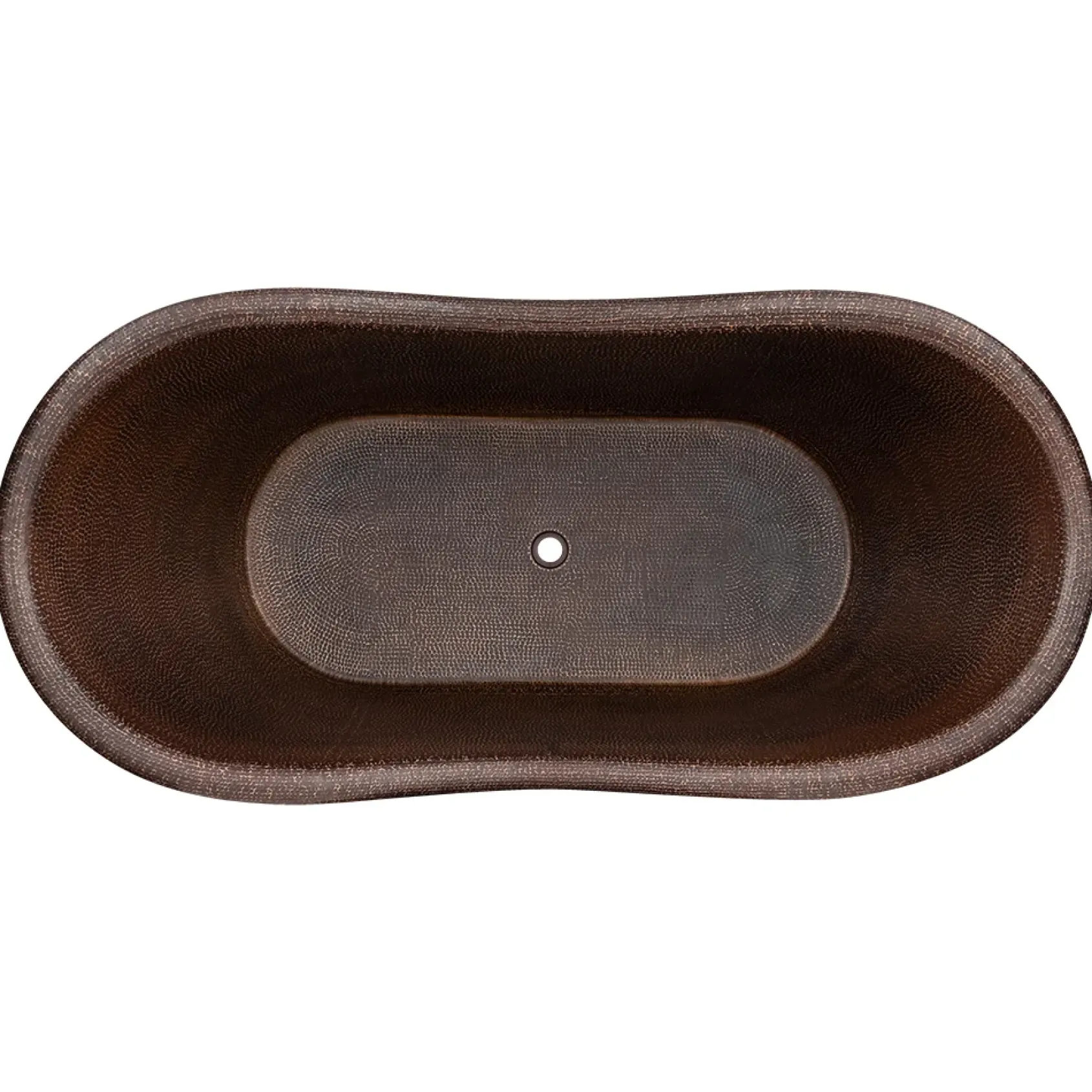 Premier Copper Products 72" Hammered Copper Double Slipper Bathtub With Rings, BTDR72DB