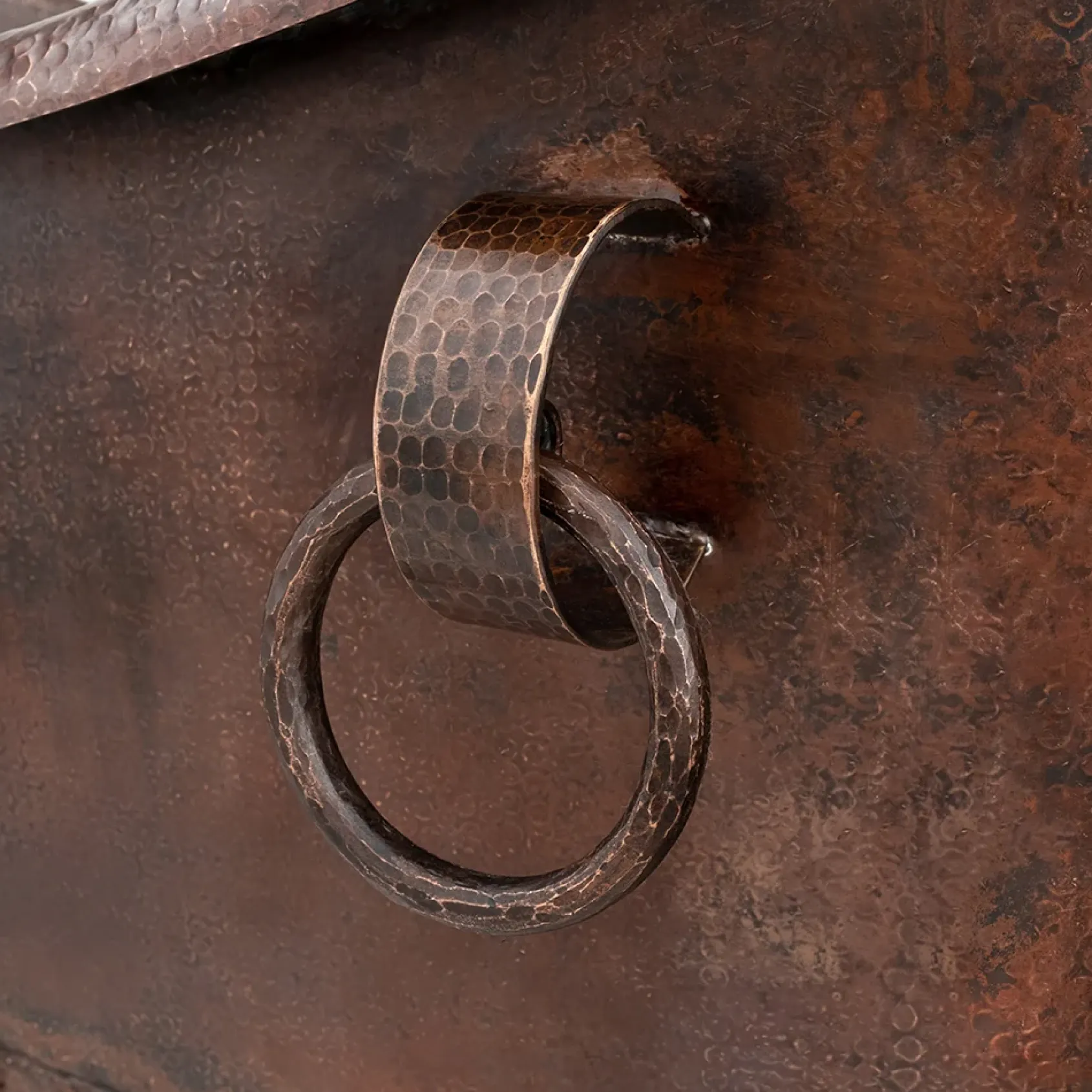 Premier Copper Products 72" Hammered Copper Double Slipper Bathtub With Rings, BTDR72DB