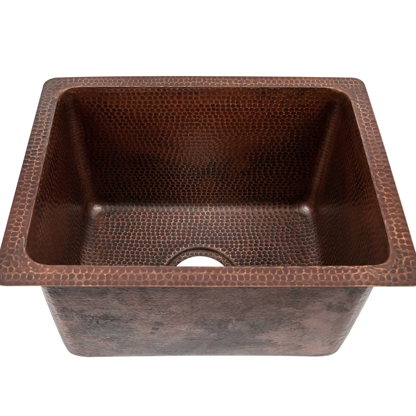 Premier Copper Products 17" Rectangle Hammered Copper Bar/Prep/Laundry/Utility Sink w/ 3.5" Drain Opening, Matching Drain and Accessories, Oil Rubbed Bronze, BSP5_BREC1713DB-D