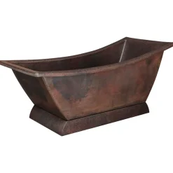Premier Copper Products 67" Hammered Copper Canoa Single Slipper Bathtub and Drain Package, Oil Rubbed Bronze, BSP5_BTSC67DB