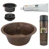 Premier Copper Products 16" Round Copper Prep Bar Sink w/ Grapes and 3.5" Drain Opening, Matching Drain and Accessories, Oil Rubbed Bronze, BSP5_BR16GDB3-G