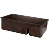 Premier Copper Products 33" Copper Kitchen Sink, 70/30 Double Bowl, Oil Rubbed Bronze, K70DB33199-SD5