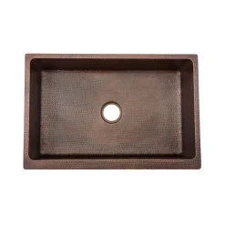 Premier Copper Products 33" Copper Farmhouse Sink, Oil Rubbed Bronze, KASDB33229F