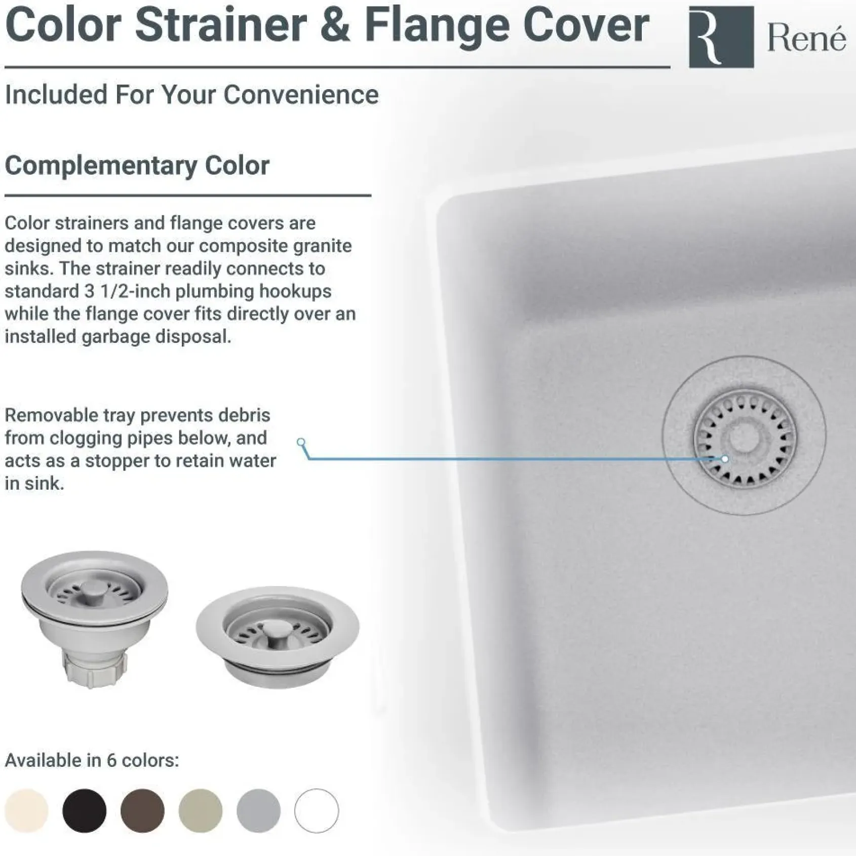 Rene 33" Composite Granite Kitchen Sink, 50/50 Double Bowl, Ecru, R3-1007-ECR-ST-CGF
