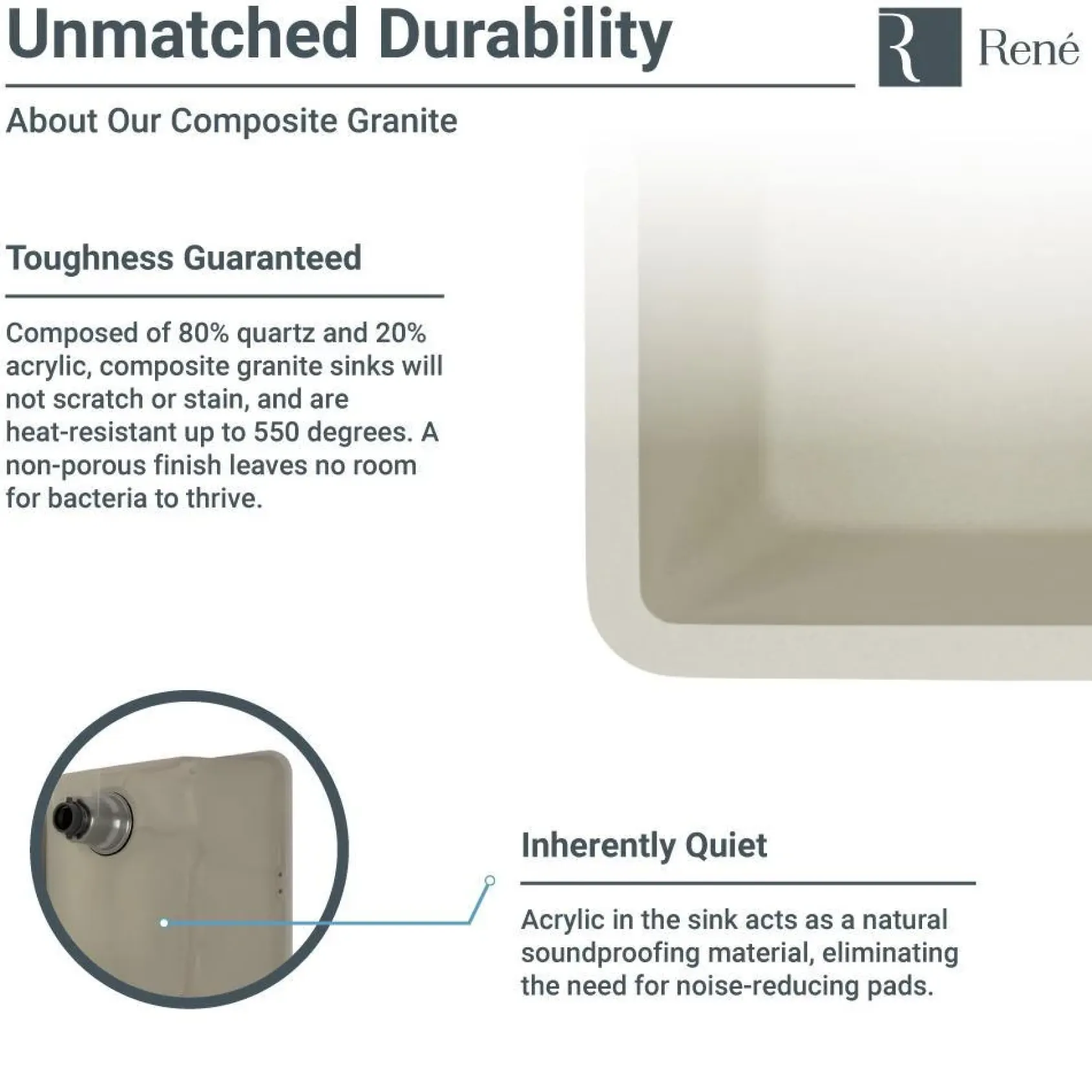 Rene 33" Composite Granite Kitchen Sink, 50/50 Double Bowl, Concrete, R3-1007-CON-ST-CGF