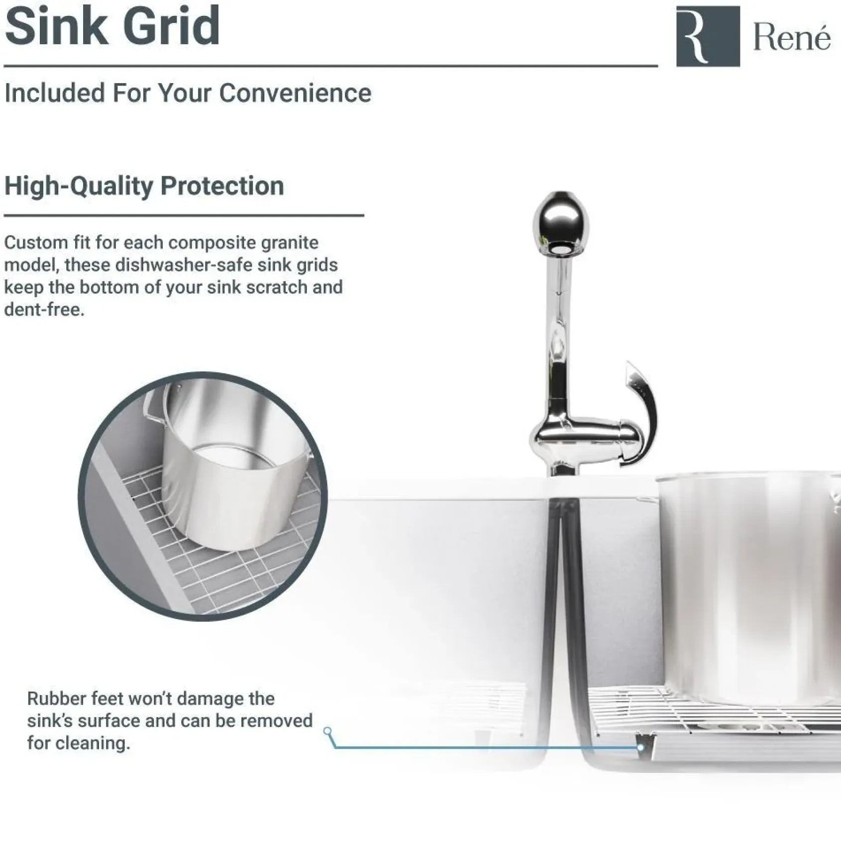 Rene 33" Composite Granite Kitchen Sink, 50/50 Double Bowl, Concrete, R3-1007-CON-ST-CGF