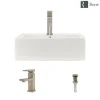 Rene 21" Rectangle Porcelain Bathroom Sink, Biscuit, with Faucet, R2-5018-B-R9-7002-BN