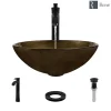 Rene 17" Round Glass Bathroom Sink, Regal Bronze and Earth Tones, with Faucet, R5-5035-R9-7006-ABR