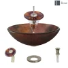 Rene 17" Round Glass Bathroom Sink, Multi-Color, with Faucet, R5-5014-WF-BN