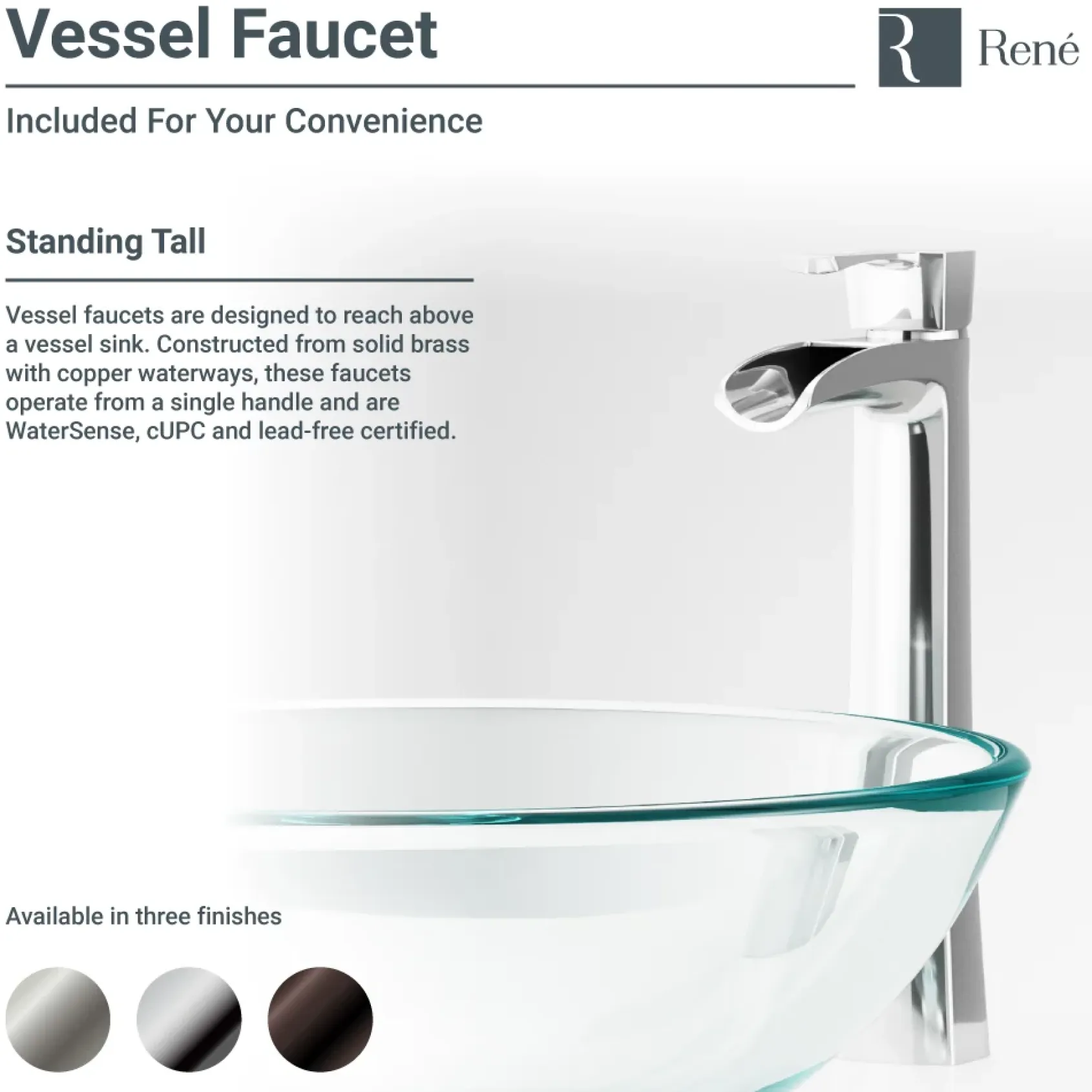 Rene 17" Round Glass Bathroom Sink, Cerulean, with Faucet, R5-5001-CER-R9-7007-C