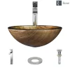 Rene 17" Round Glass Bathroom Sink, Bronze, with Faucet, R5-5030-R9-7003-C