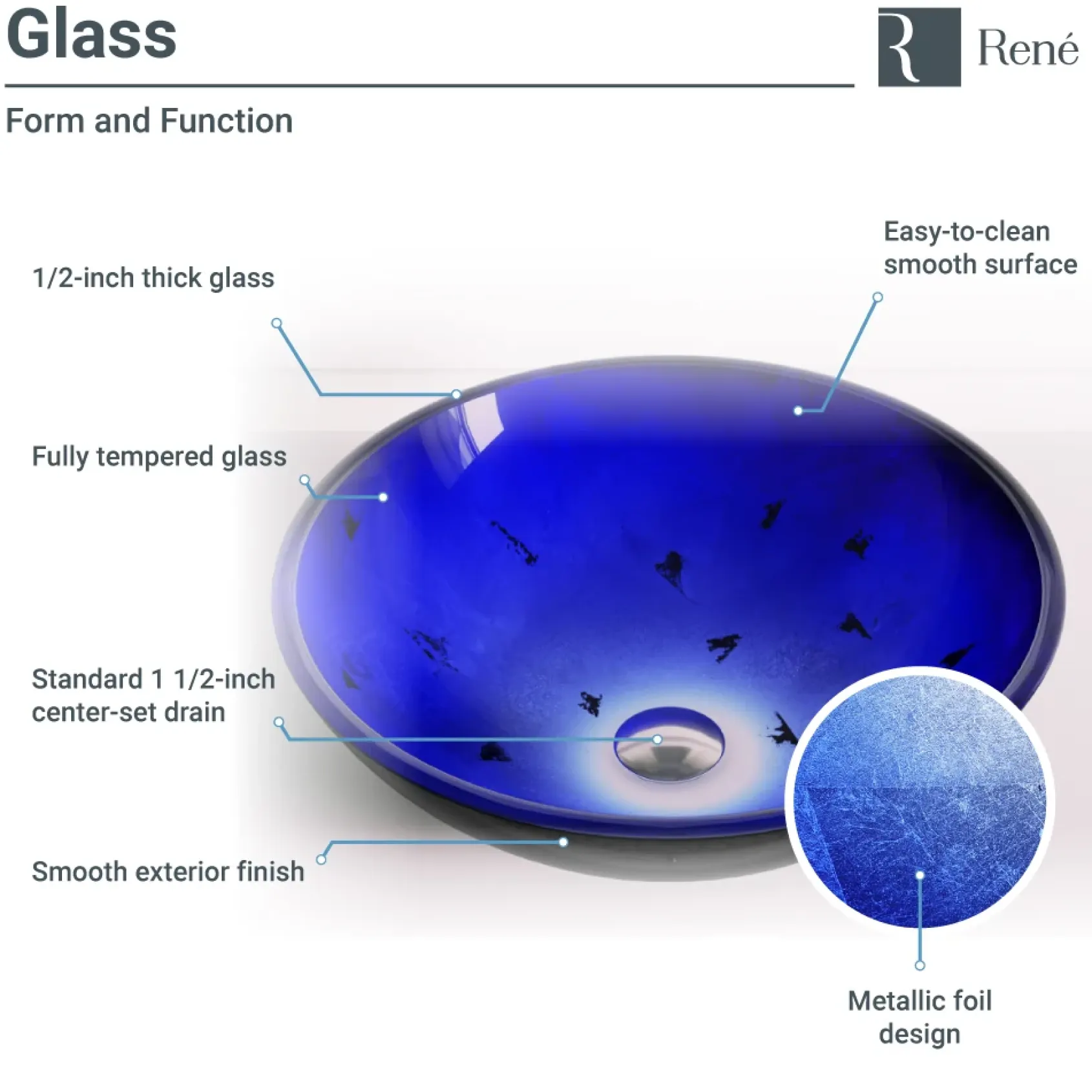 Rene 17" Round Glass Bathroom Sink, Gradient Blue, with Faucet, R5-5008-R9-7006-ABR