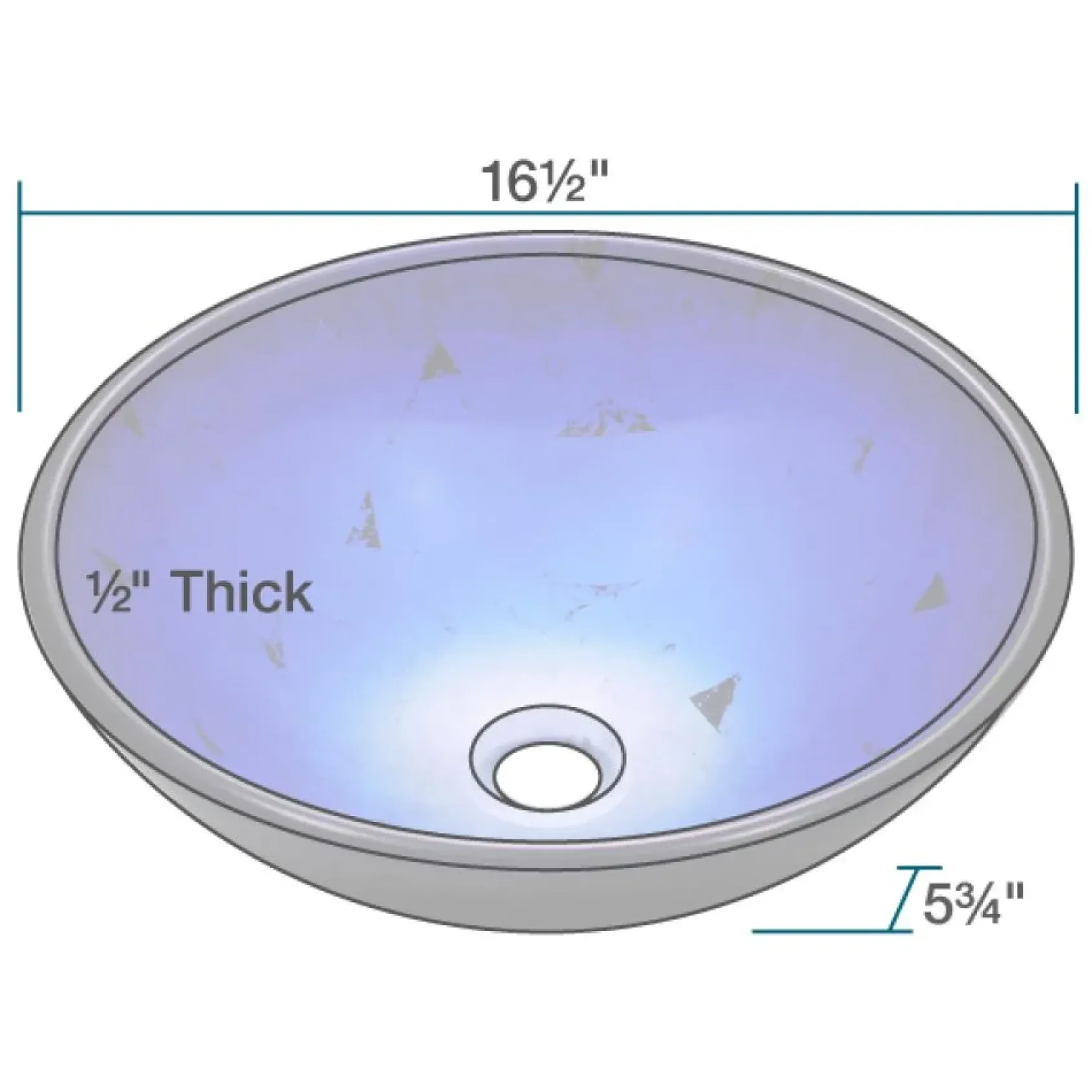Rene 17" Round Glass Bathroom Sink, Gradient Blue, with Faucet, R5-5008-R9-7006-ABR