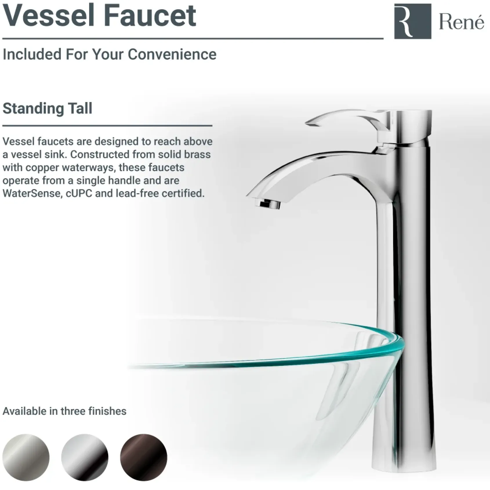 Rene 17" Round Glass Bathroom Sink, Cerulean, with Faucet, R5-5001-CER-R9-7006-ABR