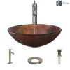 Rene 17" Round Glass Bathroom Sink, Multi-Color, with Faucet, R5-5014-R9-7001-BN
