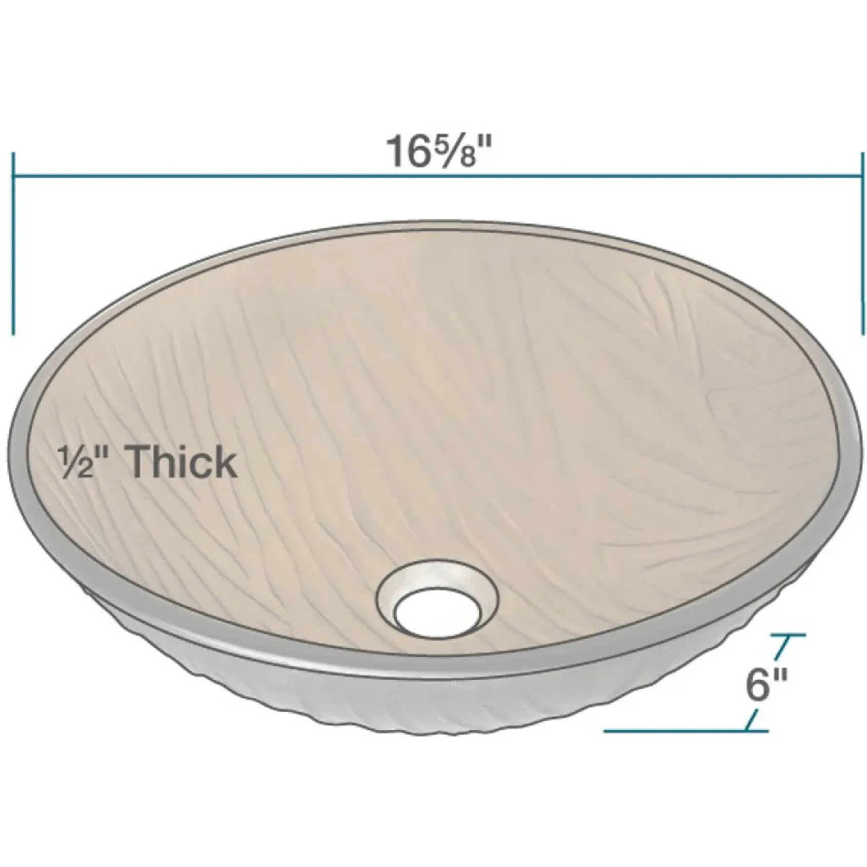 Rene 17" Round Glass Bathroom Sink, Beach Sand, with Faucet, R5-5025-R9-7006-ABR