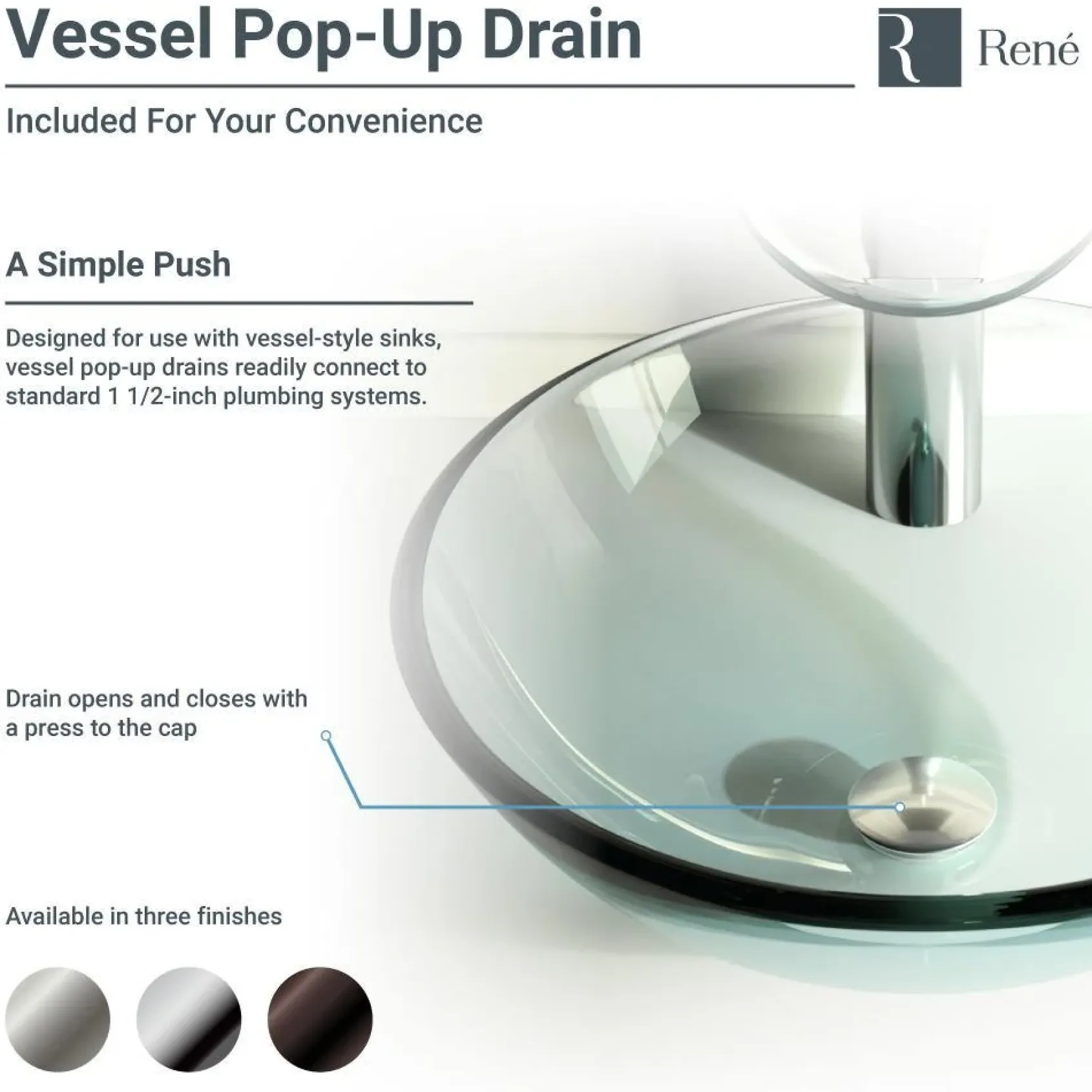 Rene 17" Round Glass Bathroom Sink, Bronze, with Faucet, R5-5030-R9-7007-BN