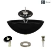 Rene 17" Round Glass Bathroom Sink, Noir, with Faucet, R5-5001-NOR-WF-BN