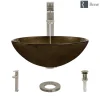 Rene 17" Round Glass Bathroom Sink, Regal Bronze and Earth Tones, with Faucet, R5-5035-R9-7003-BN