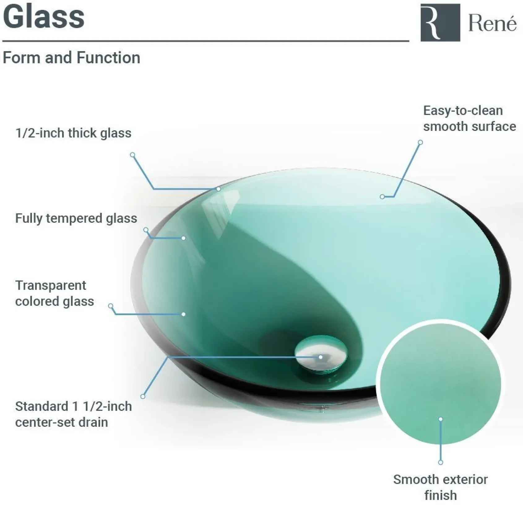 Rene 17" Round Glass Bathroom Sink, Ivy, with Faucet, R5-5001-IVY-R9-7007-C