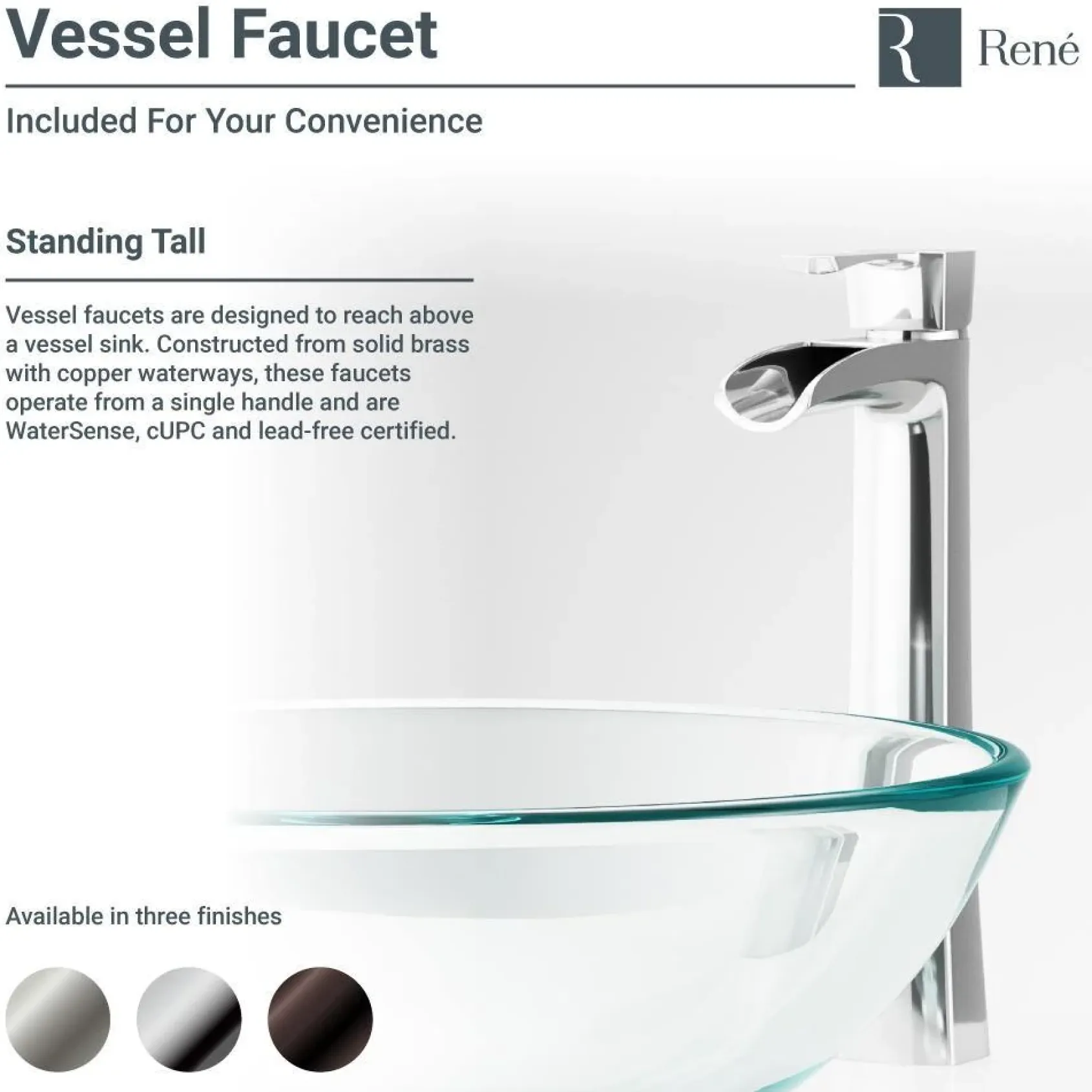 Rene 17" Round Glass Bathroom Sink, Ivy, with Faucet, R5-5001-IVY-R9-7007-C