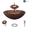 Rene 17" Round Glass Bathroom Sink, Multi-Color, with Faucet, R5-5014-WF-C