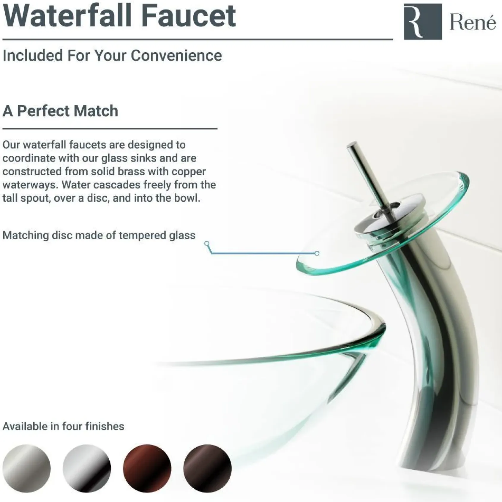 Rene 17" Round Glass Bathroom Sink, Multi-Color, with Faucet, R5-5014-WF-C