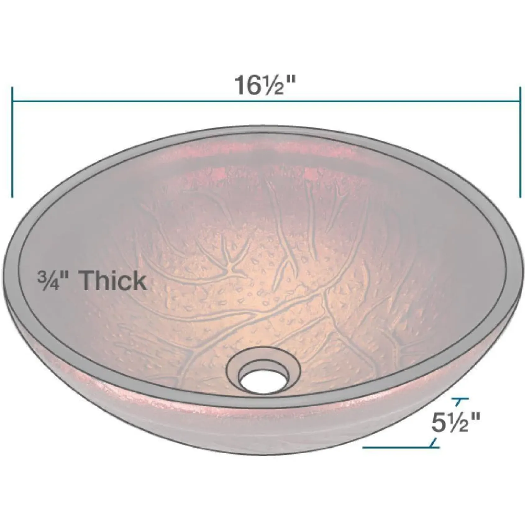 Rene 17" Round Glass Bathroom Sink, Fiery Red, with Faucet, R5-5018-R9-7006-BN