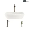 Rene 17" Round Porcelain Bathroom Sink, Biscuit, with Faucet, R2-5011-B-R9-7007-BN