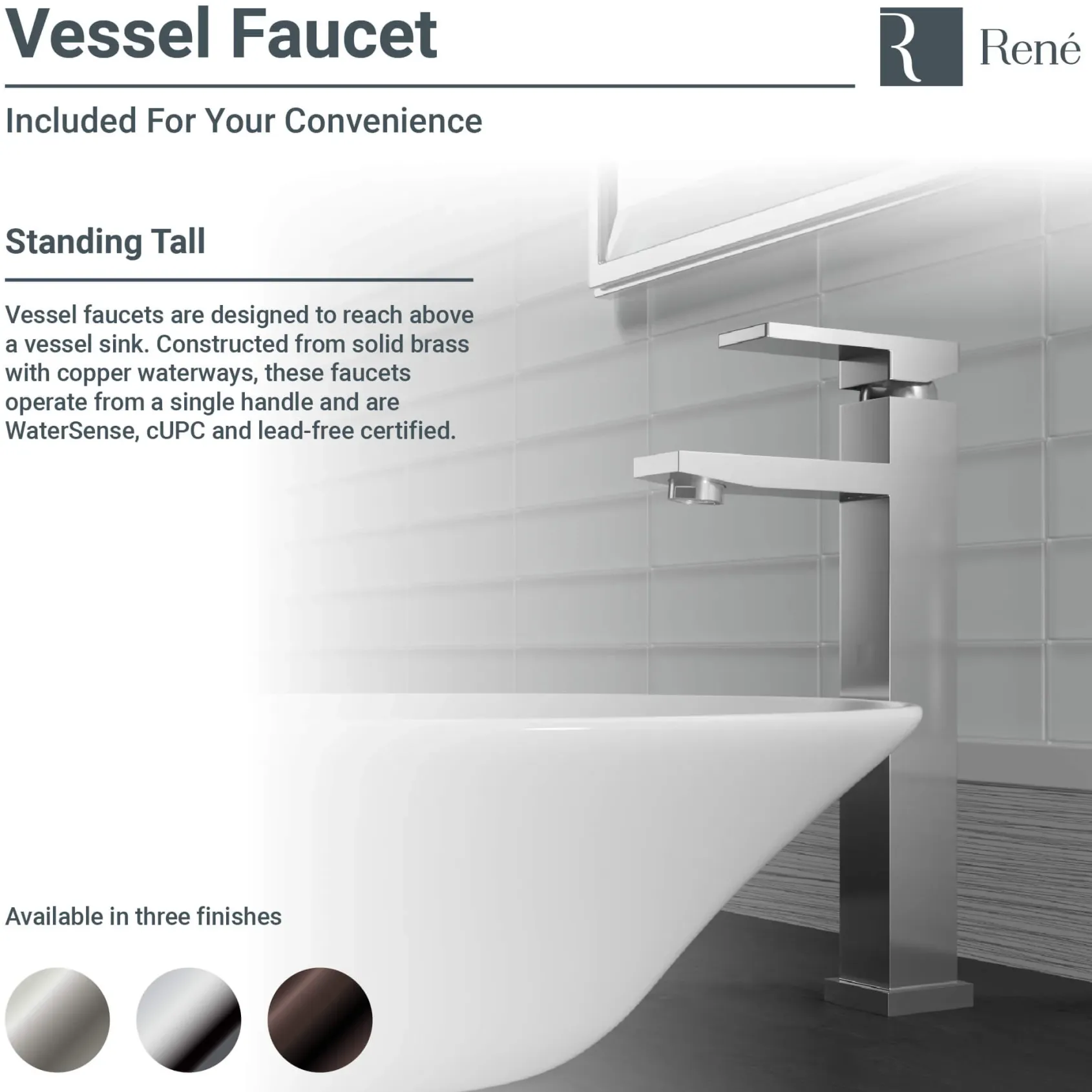 Rene 17" Round Porcelain Bathroom Sink, Biscuit, with Faucet, R2-5011-B-R9-7003-BN