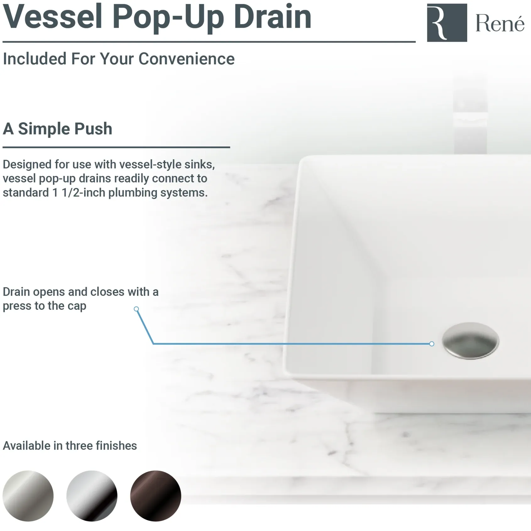 Rene 17" Round Porcelain Bathroom Sink, Biscuit, with Faucet, R2-5011-B-R9-7003-BN