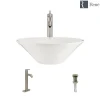 Rene 17" Round Porcelain Bathroom Sink, Biscuit, with Faucet, R2-5015-B-R9-7001-BN