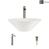 Rene 17" Round Porcelain Bathroom Sink, Biscuit, with Faucet, R2-5015-B-R9-7007-BN