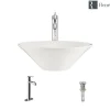 Rene 17" Round Porcelain Bathroom Sink, Biscuit, with Faucet, R2-5015-B-R9-7001-C