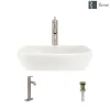 Rene 17" Round Porcelain Bathroom Sink, Biscuit, with Faucet, R2-5011-B-R9-7001-BN