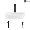 Rene 17" Round Porcelain Bathroom Sink, Biscuit, with Faucet, R2-5011-B-R9-7003-ABR